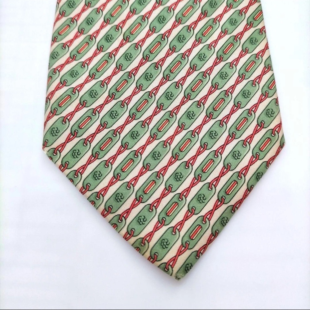 GUCCI necktie in green, red, and beige - Picture 5 of 14